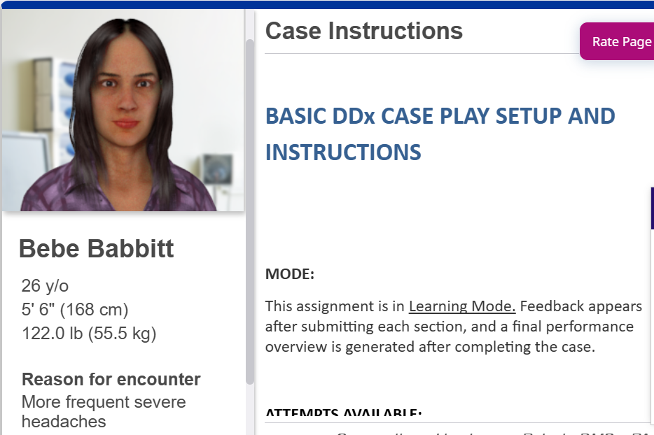 ihuman case Bebe Babbitt more frequent severe headaches 26 y/o 5' 6" (168 cm)