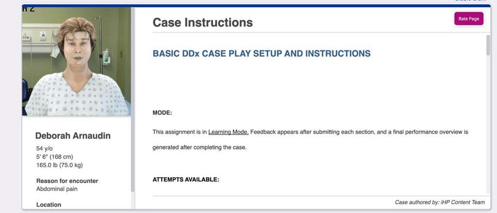 Deborah Arnaudin 54 y/o 5' 6" (168 cm) 165.0 lb (75.0 kg) Reason for encounter Abdominal pain
