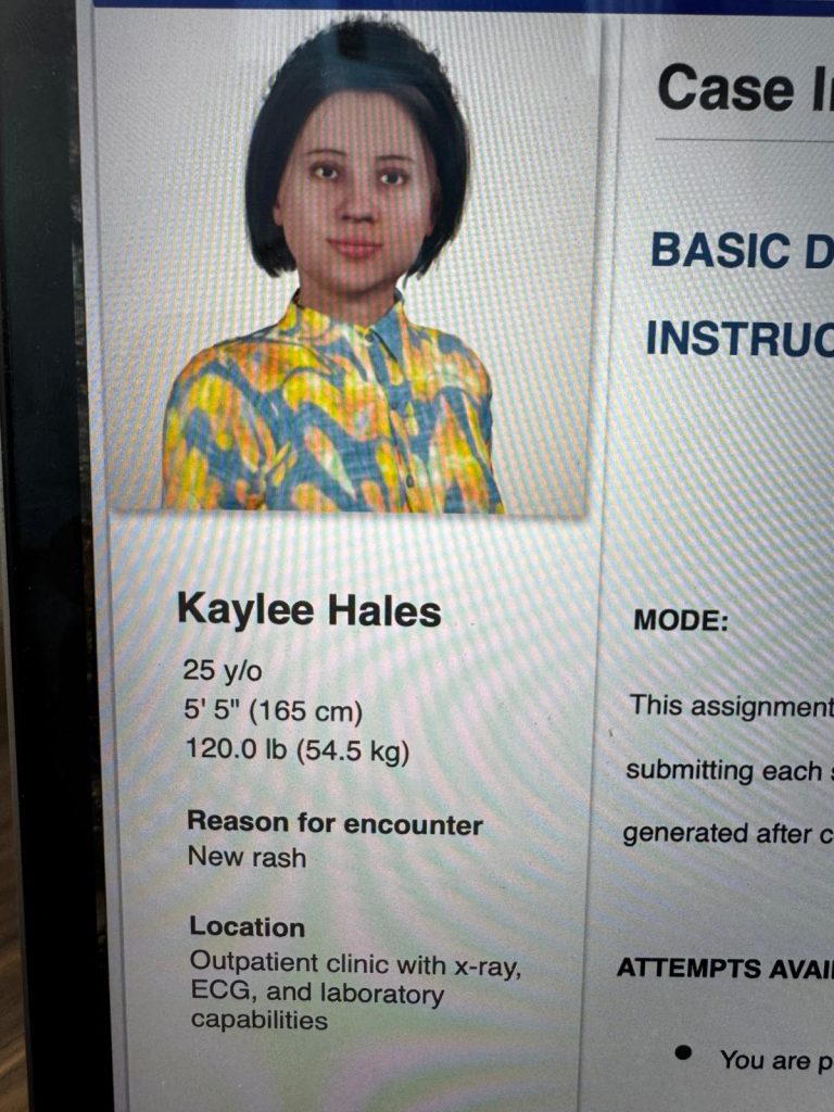 Kaylee Hales 25 y/o 5' 5" (165 cm) 120.0 lb (54.5 kg) Reason for encounter New rash