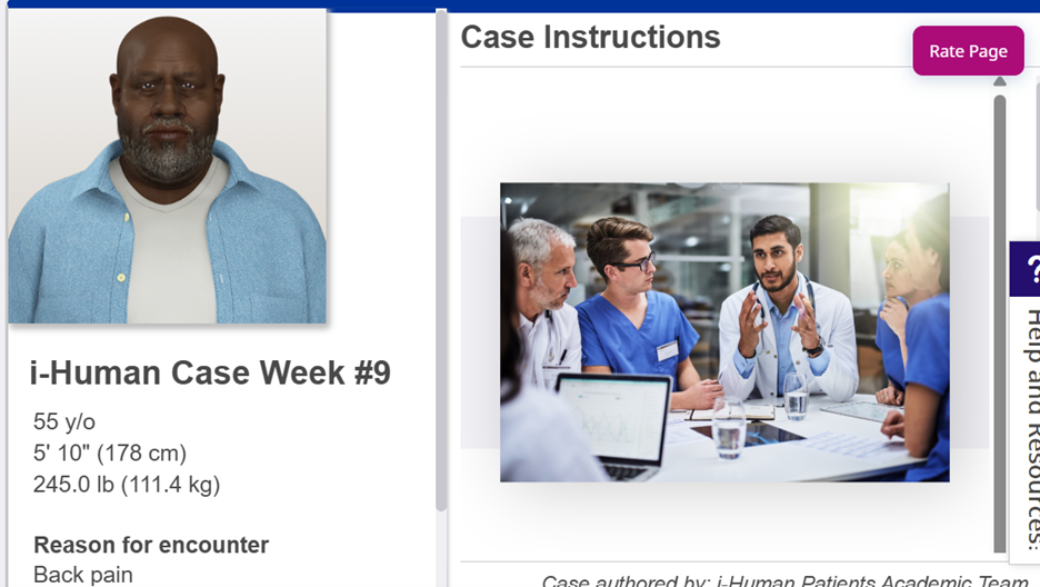 i-Human Case Week #9 55 y/o 5' 10" (178 cm) 245.0 lb (111.4 kg) Reason for encounter Back pain