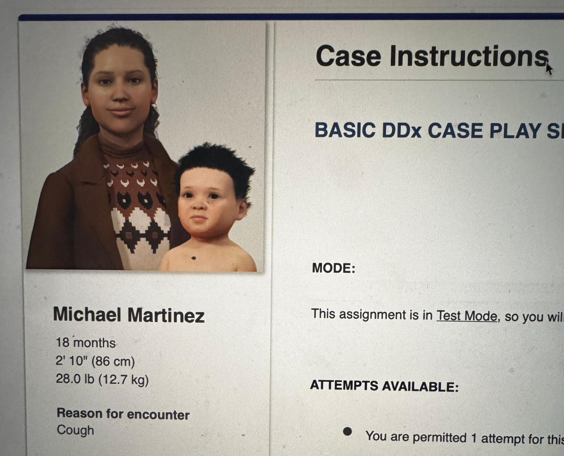 ihuman Michael Martinez 18 months Reason for encounter Cough