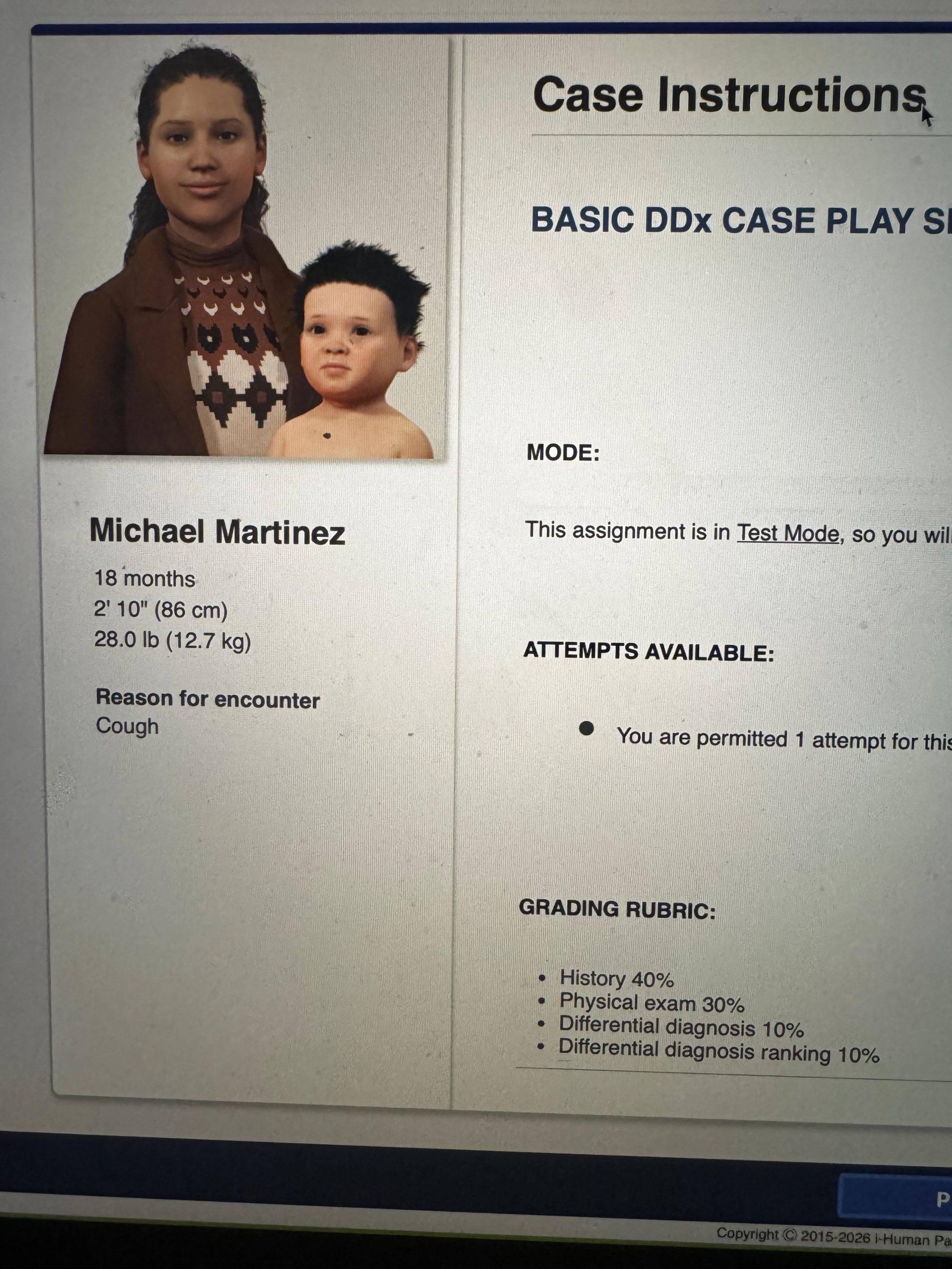 ihuman Michael Martinez 18 months Reason for encounter Cough