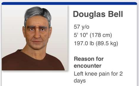 iHuman Douglas Bell left knee pain for 2 days case
